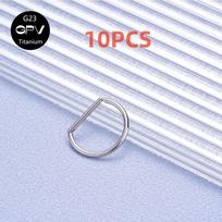 10PCS Titanium G23 Letter D nose Ring 16G Seamless Opening Ring Perforated Jewelry Men's And Women's Punk Highlighting Earrings 1.2x8mm