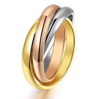 Stainless Steel Girl Women Finger Rings Creative Three Colors In One Ring For Women Titanium Steel Ornament 4