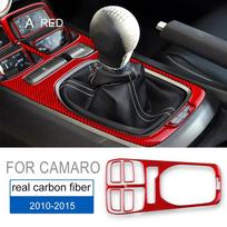 Real Soft Carbon Fiber Gear Shift Panel Trim for Chevrolet Camaro 2010-2015 A Red Carbon