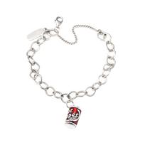 S925 Silver Enamel Dr Pepper Soda Can Charm Bracelet, Fun Commemorative High Sense Fashion Jewelry 16cm&WHITE