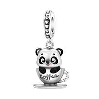 Orstarry 925 Silver Panda Coffee Animal Beads Original Pendants Bracelet Charm Jewelry Party DIY Trendy Gifts