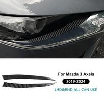Carbon Fiber Style Headlight Eyebrow Trim Sticker for Mazda 3 Axela BP 2019-2025 Sedan Hatchback For Sedan Black
