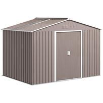 Metal Tool Shed with Sliding Doors and Ventilation Windows, 277 x 195 x 192 cm, Light Grey 277 x 195 x 192 cm