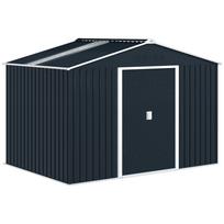 Metal Tool Shed with Sliding Doors and Ventilation Windows, 277 x 195 x 192 cm, Dark Grey 277 x 195 x 192 cm