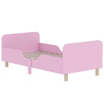 Vaikiškos lovos rėmas, Viengulės lovos rėmas vaikams, Apsauginis turėklas, Maža lova vaikų kambariui, MDF, be čiužinio, Rožinė 143.5 x 74.2 x 50 cm rožinė