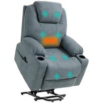 Massage Chair, Lift-Assist Senior Chair, 8 Massage Points, Side Pockets, Remote Control, 90L x 101W x 107 cm, Grey 101 x 90 x 107 cm tamsiai pilka spalva