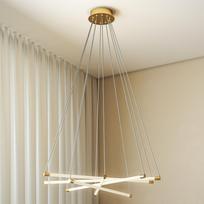 LED Ceiling Lamp, 50W, 5 Adjustable Light Tubes, Adjustable, Ceiling Light for Living Room, Dining Room, Kitchen, Gold+White 82 x 82 x 124 cm