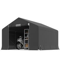 Portable Garden Shed, Bike Tent, Zippered Roll-Up Door, Metal Frame, Versatile Storage, Dark Gray 300 x 300 x 210 cm tamsiai pilka spalva