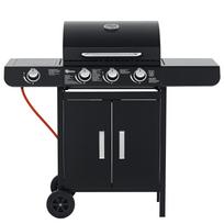 Gas Grill with 3 Main Burners + 1 Side Burner, Shelf, Stainless Steel, Black, 110 x 50 x 100 cm 110 x 50 x 100 cm juoda