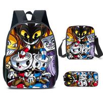 Teacup Head Backpack Cuphead Student Schoolbag Cartoon Backpack Lunch Bag Satchel Pencil Case pencil bag