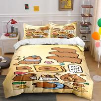 Cute Cartoon Animal Print Bedding Set Bedding set (1 duvet cover, 2 pillowcases, duvet not included) 135x200cm