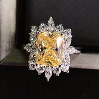 New Bright Yellow Finger-ring for Women Anniversary Party Luxury Lady's Ring Fancy Birthday Gift Fashion Jewelry 6