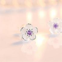 925 silver needle Fashion women fungus ornaments romantic cherry small clean Earrings pink purple luxury  jewelry white
