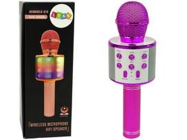 Lean Toys Belaidis mikrofonas WS-858 su USB garsiakalbiu ir karaoke funkcija, rožinis