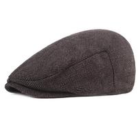 Herringbone Beret Men's Duckbill Hat British Style Forward Hat Middle-aged Elderly Forward Hats L(57-58CM)