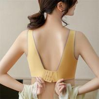Latex Women's Wire-Free Bra Push-Up Side Boob Control Seamless Backless Sports Bra in Tank Top Style M