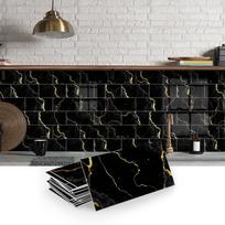 16/32Pcs of crystal marble ceramic tile wall sticker, PVC waterproof self-adhesive, kitchen living room wall decoration 10.16*20.32CM*16Pcs