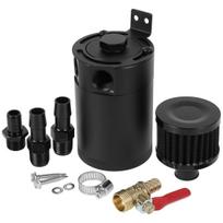 Alyvos separatoriaus gaudyklės bakelio rinkinys su 2 prievadais 150 ml aliuminio alyvos rezervuaro bakelis išleidimo vožtuvas filtras 3/8 colio NPT kuro linija juoda