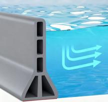 3” High Shower Threshold Water Dam 67 Inch Collapsible Shower Barrier Water Guard Dry and Wet Separation for Bathroom Kitchen pilka spalva