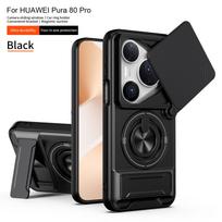 Slide Camera Cover Compatible for Huawei Pura 80 Pro Case With Built-in Ring Stand and Folding Stand 6.8
