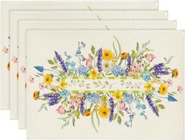 Bloom Flowers Tulip Spring Placemats Set of 4, 12x18 Inch Seasonal Table Mats for Party Kitchen Dining Decoration 4pcs-12x18"