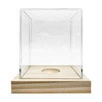 Dustproofed Clear Acrylic Softball Display Box Solid Wood Base for Secure Storage And Home Office Showcase 1 white