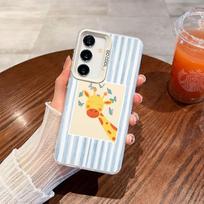 For Samsung Galaxy S24 S23 Ultra Plus FE S25 S22 Ultra Plus S21 FE Laser Phone Case Blue And White Plaid Rabbit Giraffe Covers For Samsung S21 FE