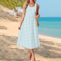 Women’s Sleeveless Maxi Dress Square Neck Casual Flowy Sundress with Pockets for Summer Beach Holiday Wear XL