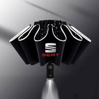 LED Umbrella Fully Automatic Dual Purpose Folding Automatic Umbrella For Seat Leon 5f Ibiza 6l 6j Leon 1p Cushion Car Accessorie