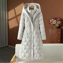 Winter Warm Thick Hooded Down Parka Coat for Women Detachable Sleeve Fashion Long Cotton Padded Jacket Overcoat M