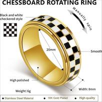 Stainless Steel Checkered Fidget Spinners Rings Black and White Checkerboard Rotate Ring for Stress Relief Spinner Jewelry 6
