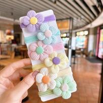 6PCS New Cut Hair Ties Princess Sweet Flower Bow Girls Women Elastic Hair Bands Hair Accessories Headwear Scrunchies