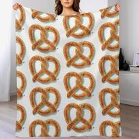 Salty Soft Pretzel Throw Blanket Multi Use Warm Blanket for Living Room Bedroom Size: 75*100cm, Weight: 230 GSM