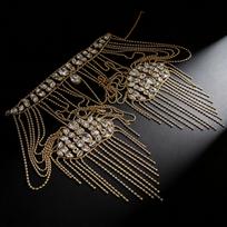 Luxurious Design Rhinestone Shoulder Necklace Shoulder Body Chain  Wedding Ceremony auksas