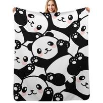 Cute Cartoon Panda Pile Throw Blanket Ultra Soft Flannel Fleece Blanket for All Seasons Size: 75*100cm, Weight: 230 GSM