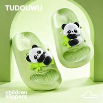TUDOUWU Kids Panda Green Anti-Slip Slippers 32