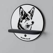 Welsh corgi pembroke round shelf black