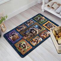 Raccoon Adventures Frames Pattern Rug Floor Mat for Living Room or Bedroom Soft and Comfortable Carpet a Gift for Birthday and Holiday. 40x60cm( 15x23in ) įvairiaspalvis