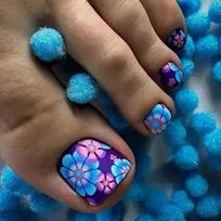 Type 24 Manicure, Nail Piece Dark Spice Girl, Flower Short Square Toenail Wearing Nail Free jelly glue + rubbing strips
