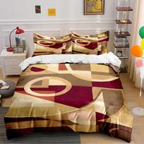 Geometric Pattern Brown and Red Bedding Set Bedding set (1 duvet cover, 2 pillowcases, duvet not included) 135x200cm