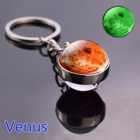 Sun Glowing Glass Ball Double Side Galaxy Moon Solar System Luminous Planet Keyring Keychain Venus