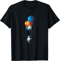 Astronaut in Space Holding Planet Balloon T-Shirt Unisex T-Shirt XXXL