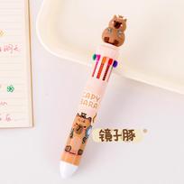 Cute Capybara Ten In One Retractable Multi Color Ballpoint Pen For Students