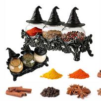 Apothecary Spice Jars Set with Witchy Hat Lids Witchcore Kitchen Decor Vintage Storage Jars for Seeds Grains Sugar and Salt China Mainland