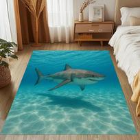 Ocean Shark Rug Underwater Great White Design Home Decoration Living Room Bedroom Vintage Pattern Design Non Slip Durable Rugs 40X60cm
