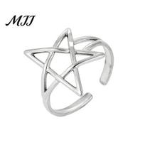 Adjustable Finger Band Thumb Ring Hollow Star Shape Opening Design Titanium Steel Versatile Jewelry Gift Comfortable Fit sidabras