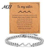 Allergy-free Jewelry Unisex Wave Bracelet Adjustable Beaded Friendship Elegant Stainless Steel Gift with Inspirational Card for Family Friends 1
