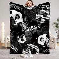 1 vnt. flaneliniai pledai Spalvoti su futbolo raštu Kokybiškas minkštas šiltas pledas Žiemai Vaikams Berniukams Sofai Lovai Purus lovatiesis 75x90cm