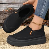 Women Winter Fleece Lined Slip On Lazy Shoes, Thick Soft Sole Versatile Casual Footwear for Commute Student Daily Wear 36