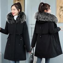 Thicken Parkas Winter Jacket Casual Long Coat Wool Liner Hooded Parkas Fur Collar Warm Snow Outwear M